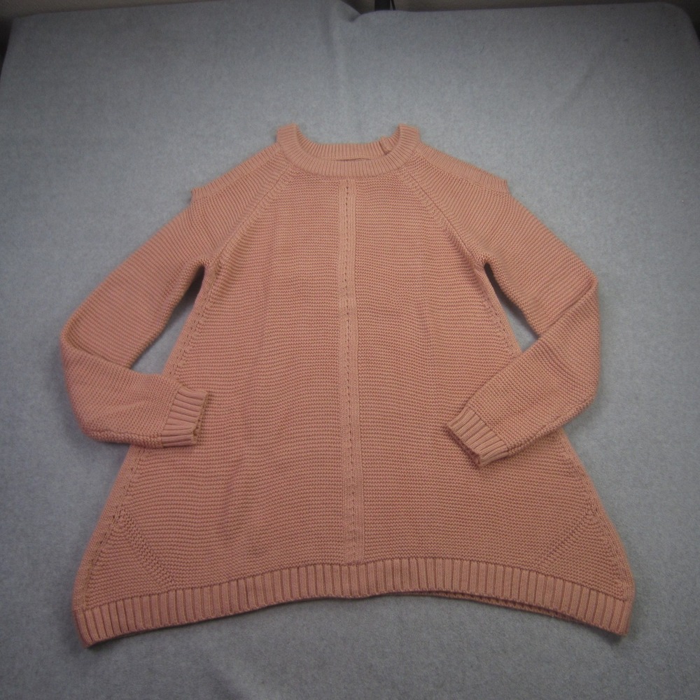 She‎ Sky Sweater Womens Medium Peach Cold Shoulder A-Line Casual Knit Tunic Top
